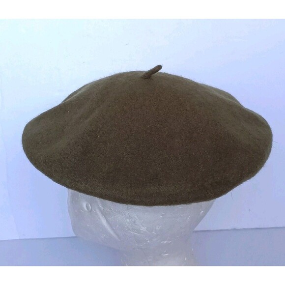 Vintage Beret Cap Women's Green Wool Hat One Size - Picture 2 of 6